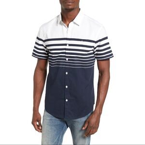 Original Penguin Heritage Stretch Slim Fit Striped Short Sleeved Shirt Size M